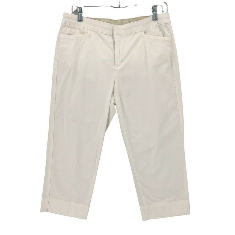 Maureen Capri Pants Womens 6 White Mid Rise Casual Skimmer Crop Stretch Outdoor